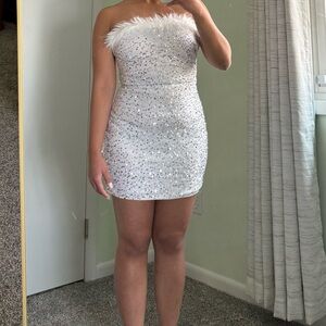 Sequin White Strapless Dress Size M